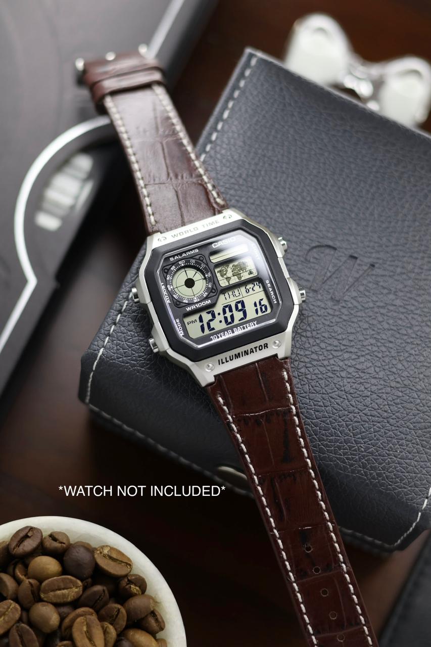 Leather Strap for CASIO AE1200 Series - with FREE Strap Tool!