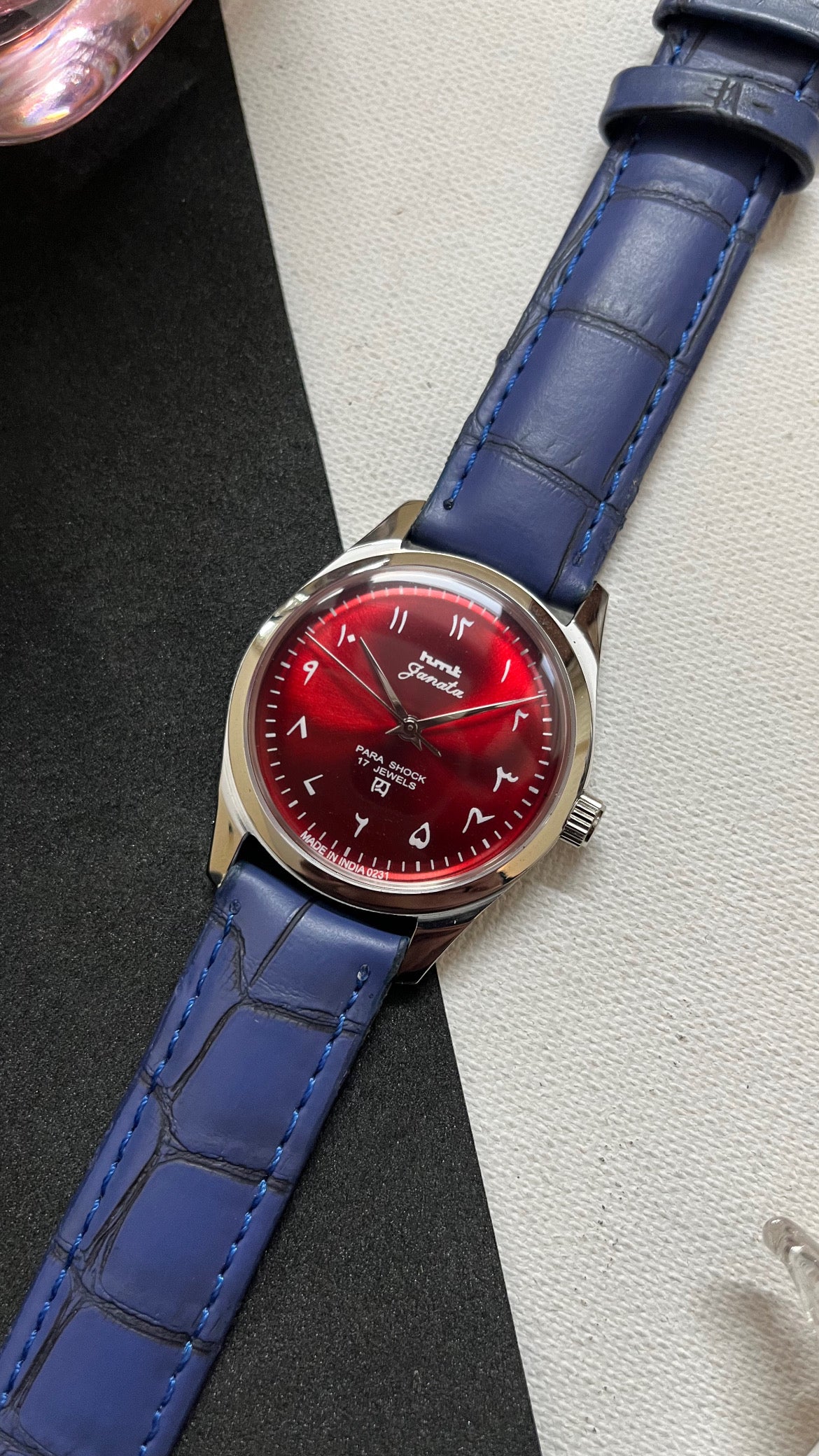 HMT Janata - SUNBURST ARABIC RED Dial