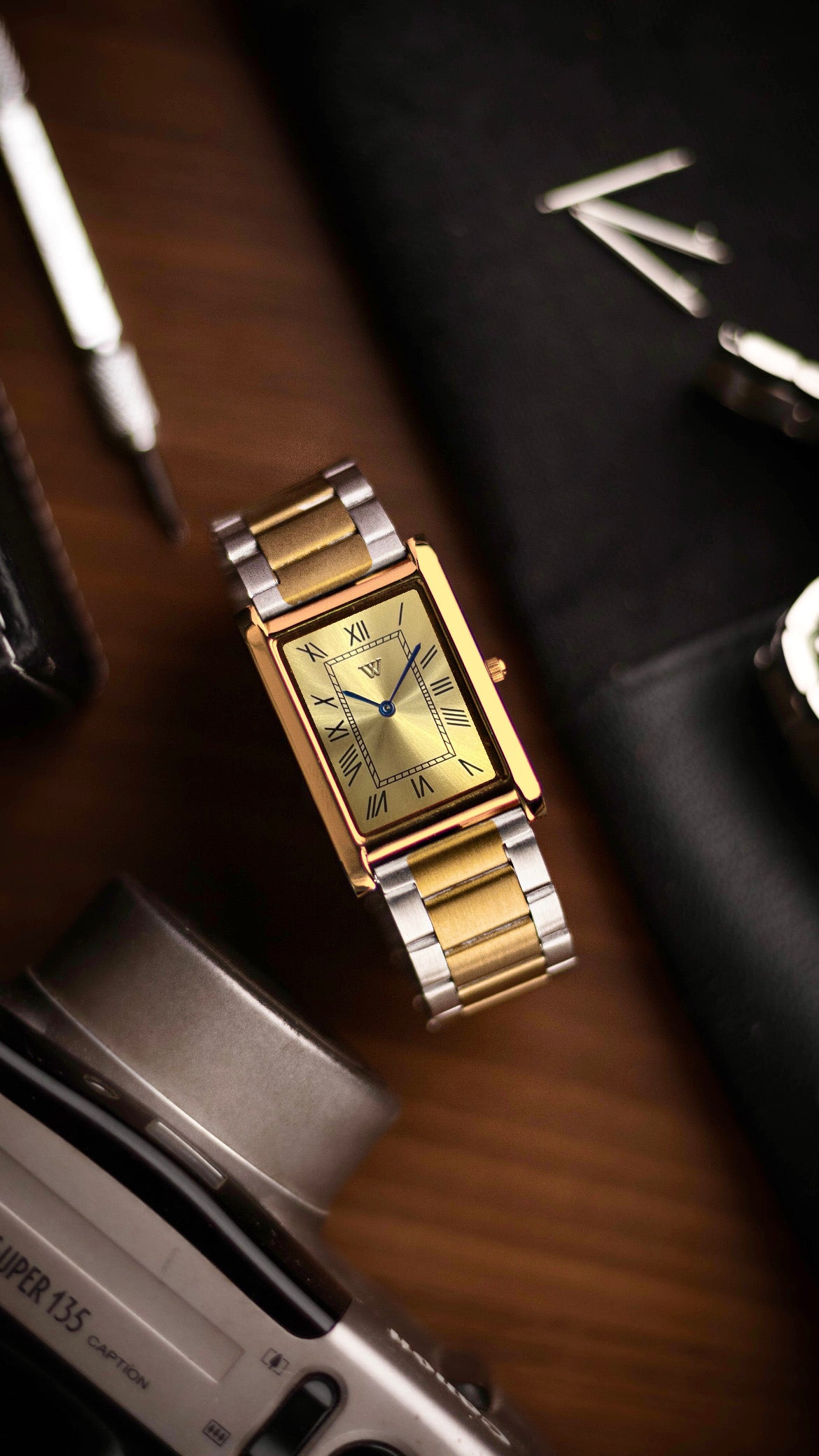 The S23 - GOLD Dial (Golden Case) - Slim Tank Style Watch - by Watchtopia