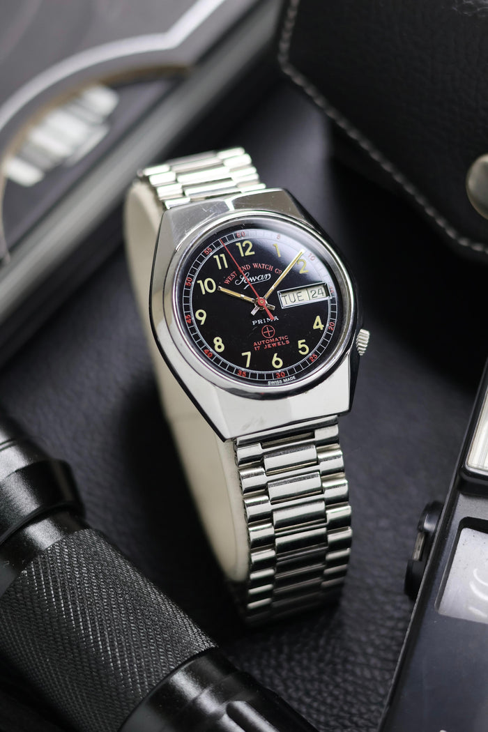 (Super Rare) West End Watch Co. SOWAR PRIMA Black Dial - Automatic Swiss Vintage Watch (Pre Owned) - SE494