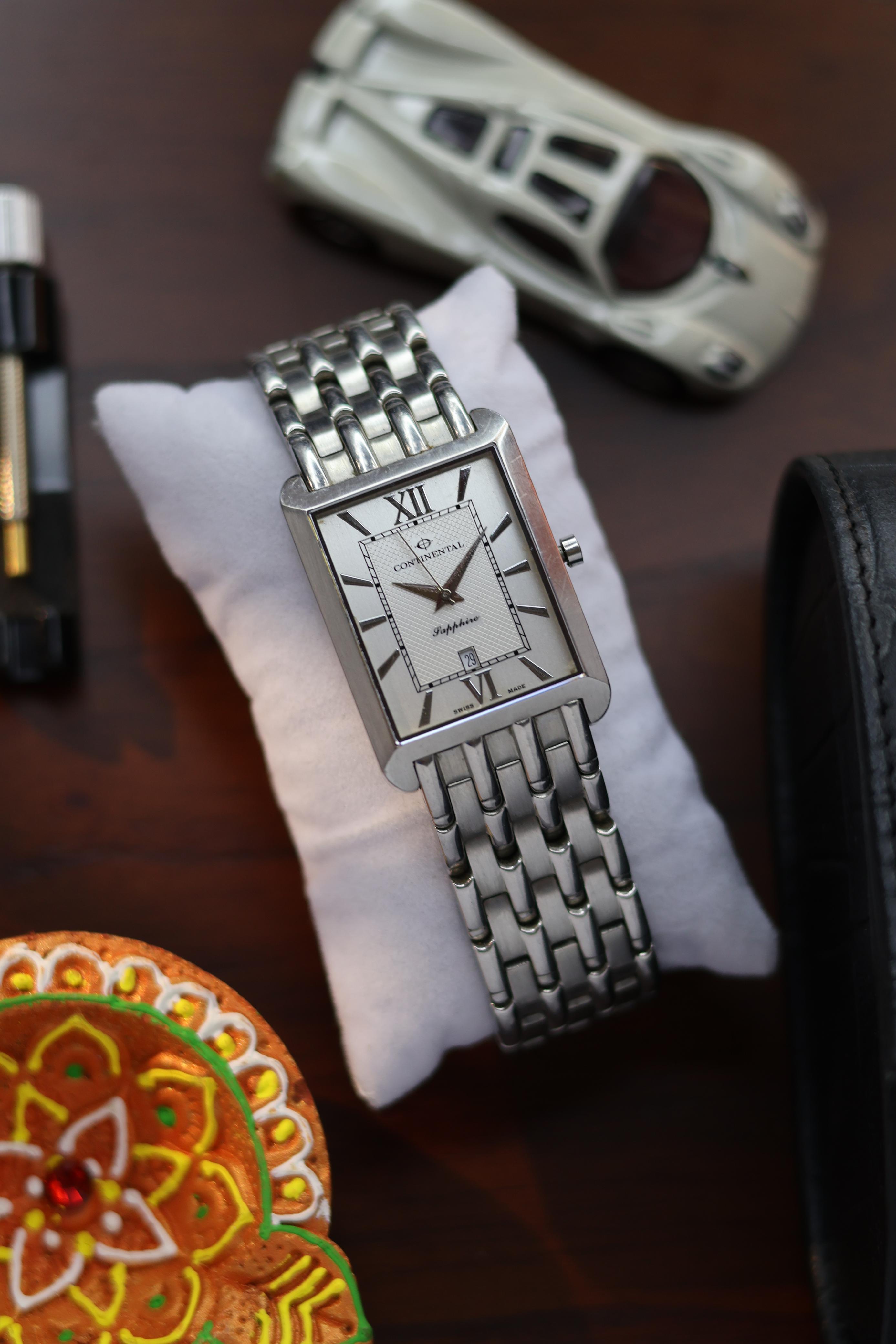 Super Rare Continental Swiss Made Tank Watch with Sapphire Glass Pr watchtopia.in