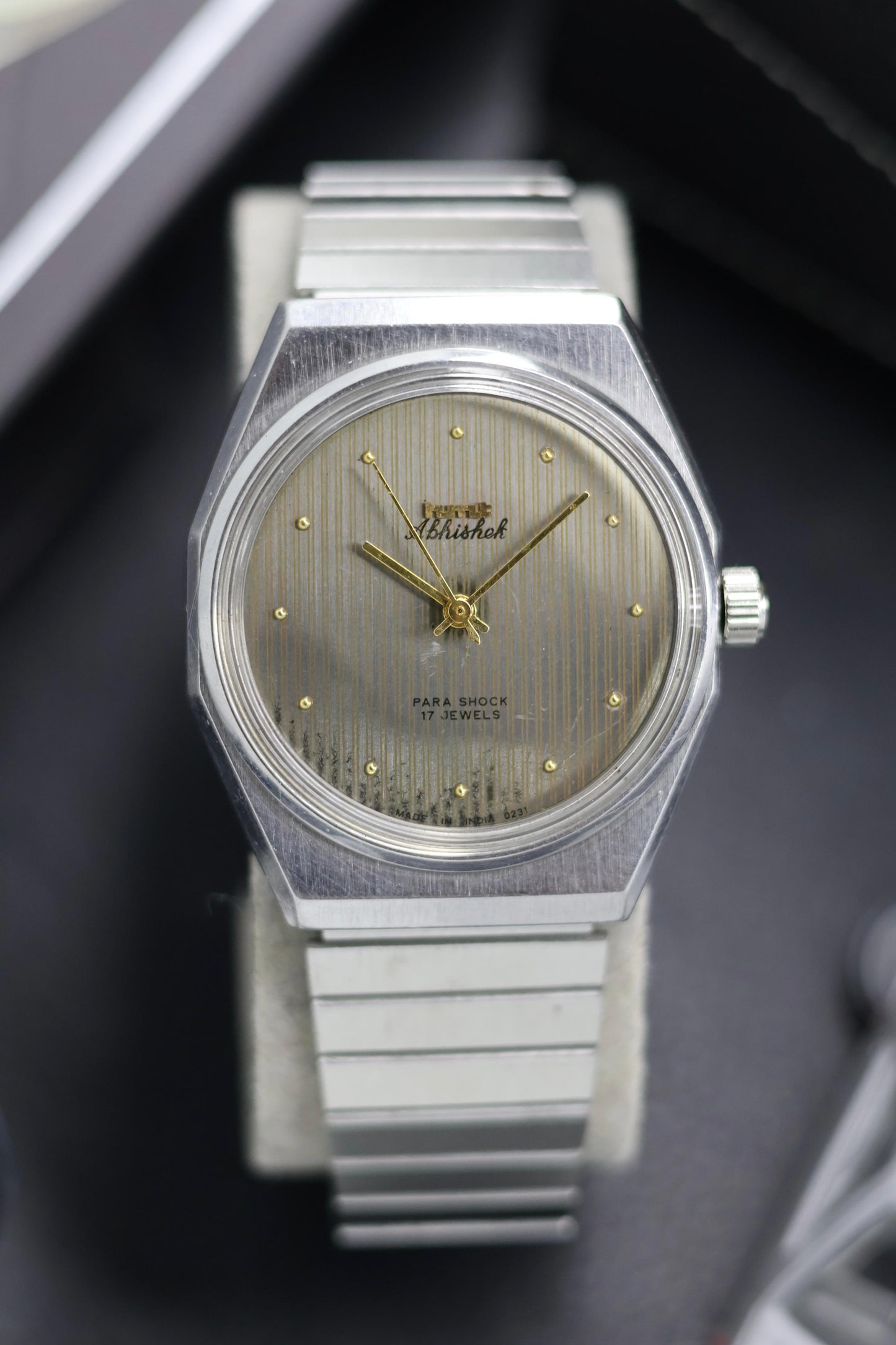 (Super Rare) Vintage HMT Abhishek Grey Motif Dial - in Original Condition - Mechanical Hand Winding Watch (Pre Owned) - SE512