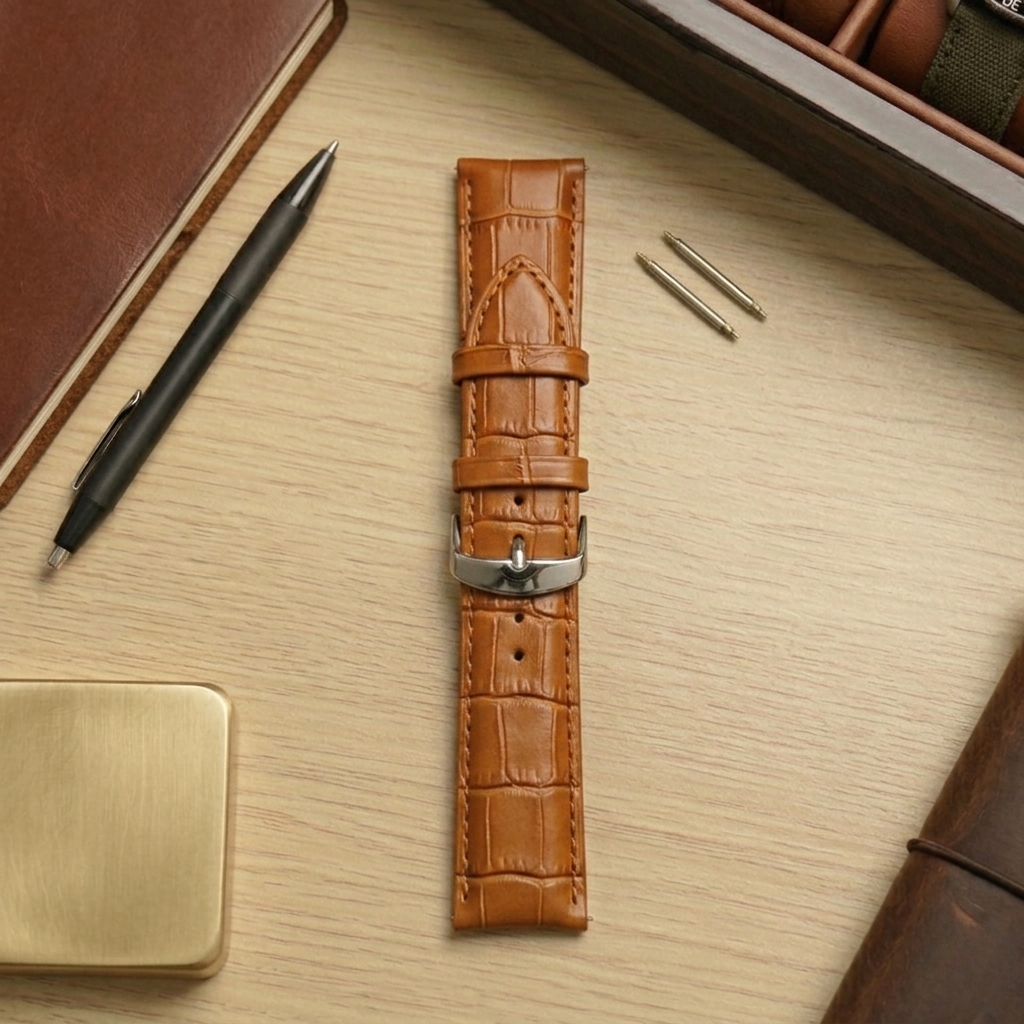 PREMIUM Genuine Leather Padded Croc Watch Strap