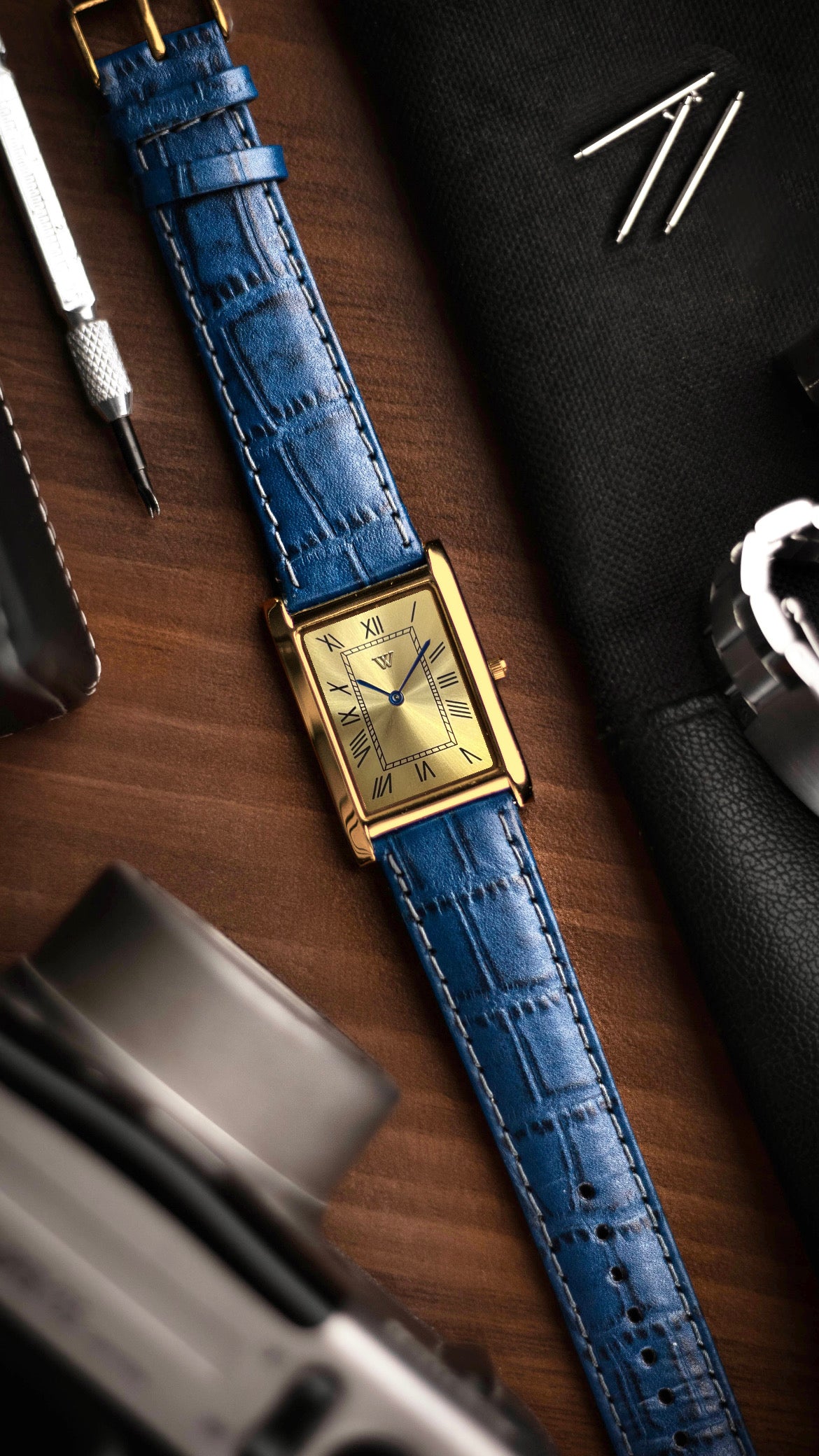 The S23 - GOLD Dial (Golden Case) - Slim Tank Style Watch - by Watchtopia