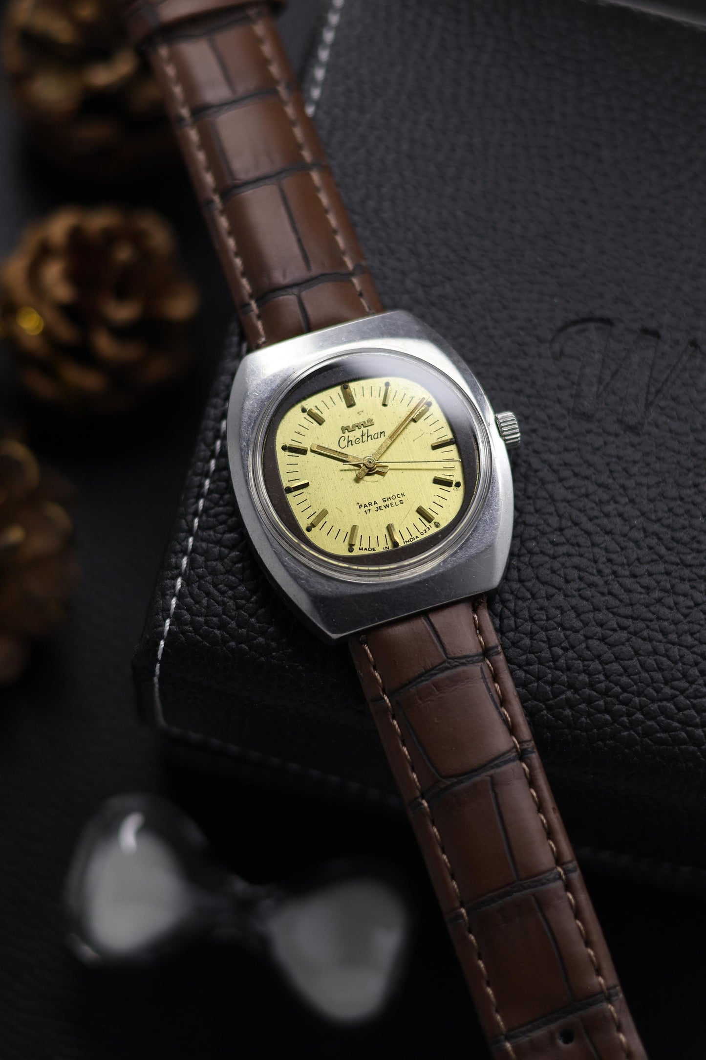 Vintage HMT Chethan Champagne TV Dial - in Original Condition - Mechanical Hand Winding Watch (Pre Owned) - A591