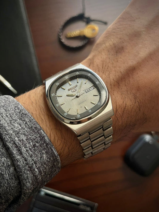 (Super Rare) Seiko 5 Railway Time Grey Square Dial (Pre Owned)