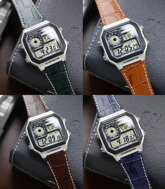 Leather Straps for CASIO AE1200 Series - with FREE Strap Tool!