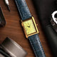The S23 - YELLOW GUILLOCHE DIAL (Golden Case) - Slim Tank Style Watch - by Watchtopia