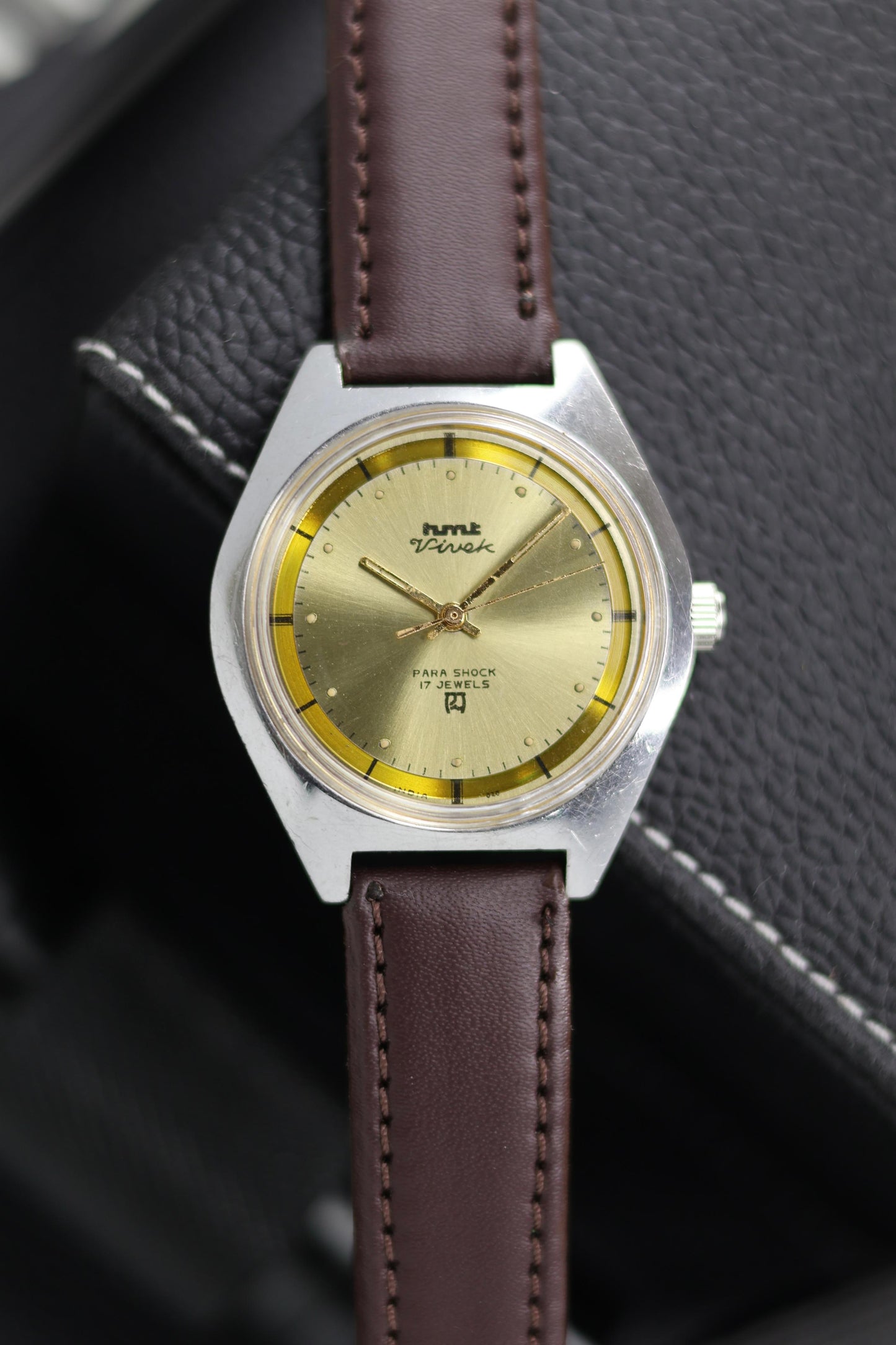 (Super Rare) Vintage HMT Vivek Gold Sunray Dial - in Original Condition - Mechanical Hand Winding Watch (Pre Owned) - SE607