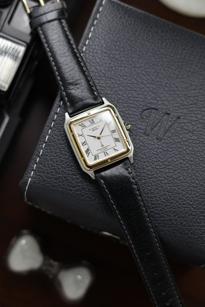 (JDM - Extremely Rare) 1980 Seiko CADET 100M Enamel Dial with Gold Plated ‘Santos’ Bezel - Quartz Vintage Watch (Pre Owned) - SE488