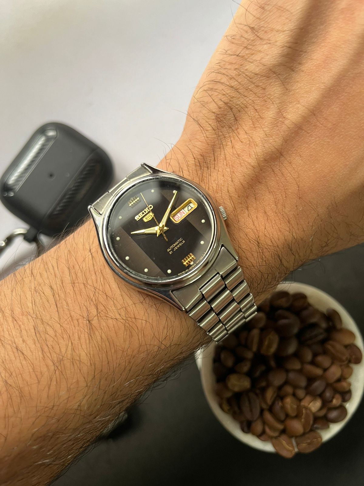 1998 Seiko 5 Black Patterned Dial (Pre Owned)