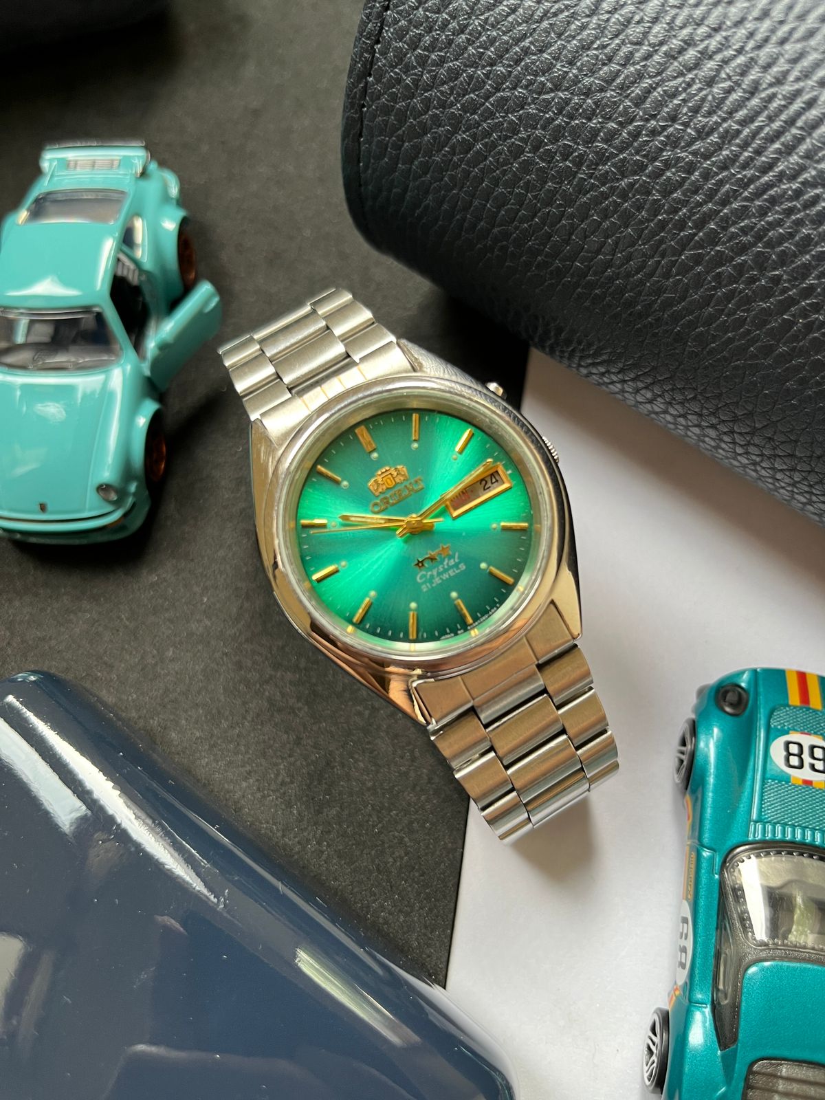 (Super Rare) Orient Tri-Star Crystal - Turquoise/Sea-Green Dial (Pre Owned)