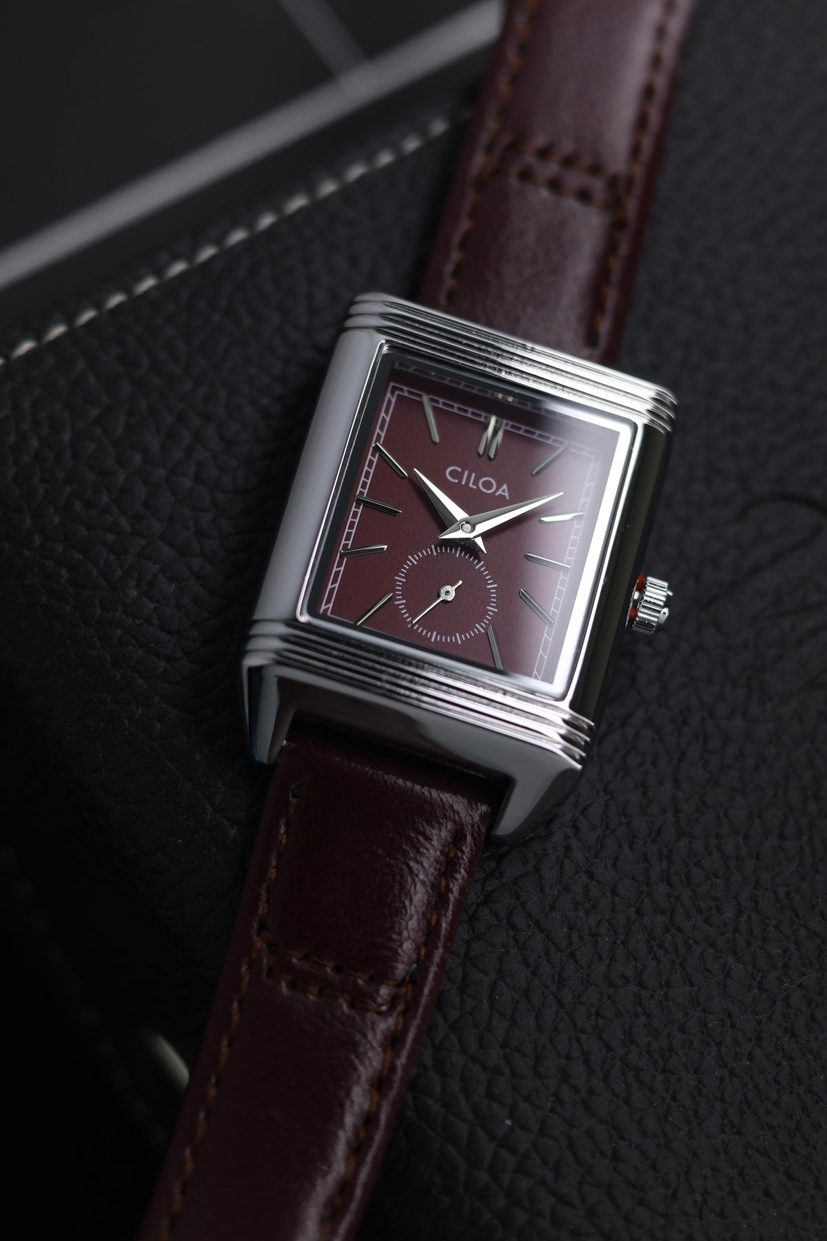 CILOA TANK Maroon Dial Watch with Small Seconds - READY TO SHIP (IMPORTED)