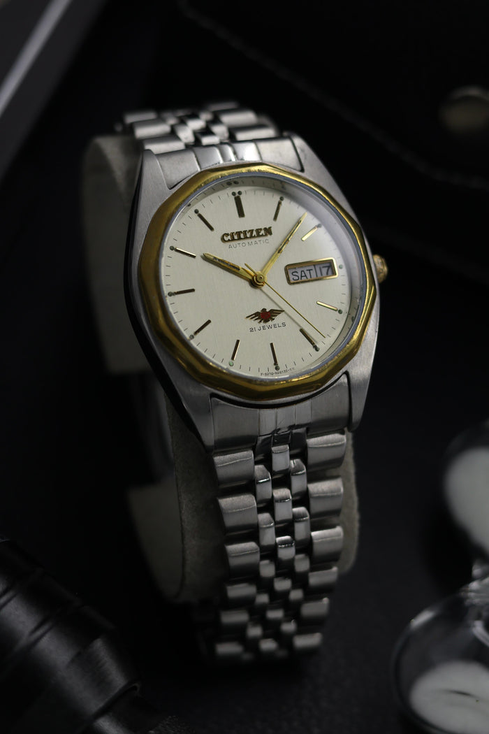 (Super Rare) Citizen Eagle 7 Champagne Dial with Gold Plated Dodecagonal Bezel - Automatic Vintage Watch (Pre Owned) - SE729