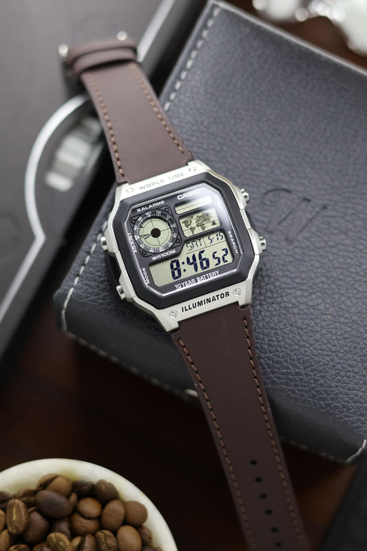 Leather Straps for CASIO AE1200 Series - with FREE Strap Tool!
