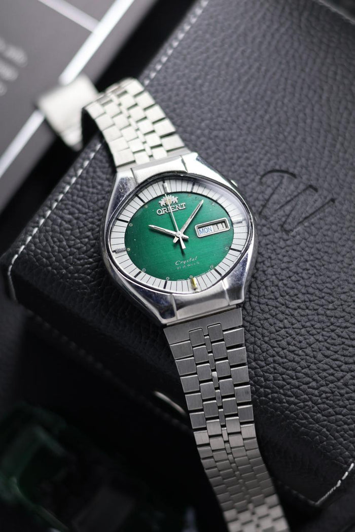 (Super Rare) Orient Tri-Star Crystal Emerald Green Dial - Automatic Vintage Watch (Pre Owned) - SE538