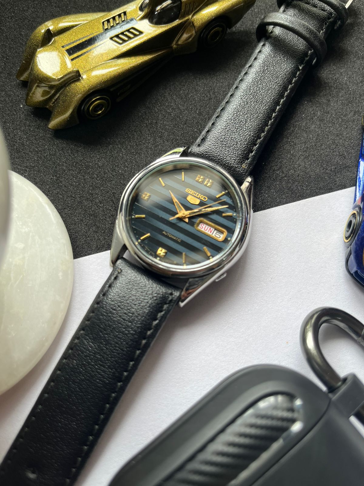 1985 Seiko 5 Patterned Blue Dial (Pre Owned) - #W40