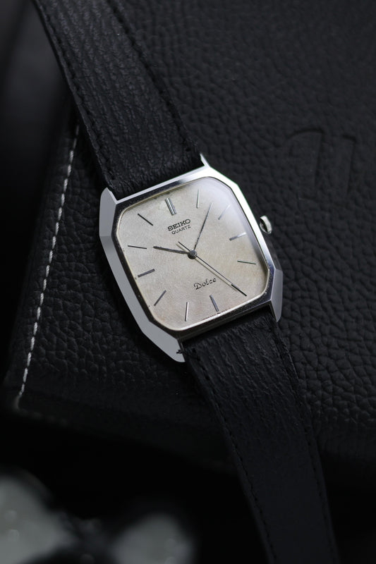 (JDM - ULTRA Rare) 1982 Seiko DOLCE Prism Tank Patina Dial with Seiko’s SHA (Super Hard Alloy Stainless Steel) Case - Quartz Vintage Watch (Pre Owned) - SE658
