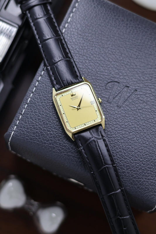 (JDM - Extremely Rare) 1996 Seiko Tank Quartz Champagne Motif Dial - Quartz Vintage Watch (Pre Owned) - SE450