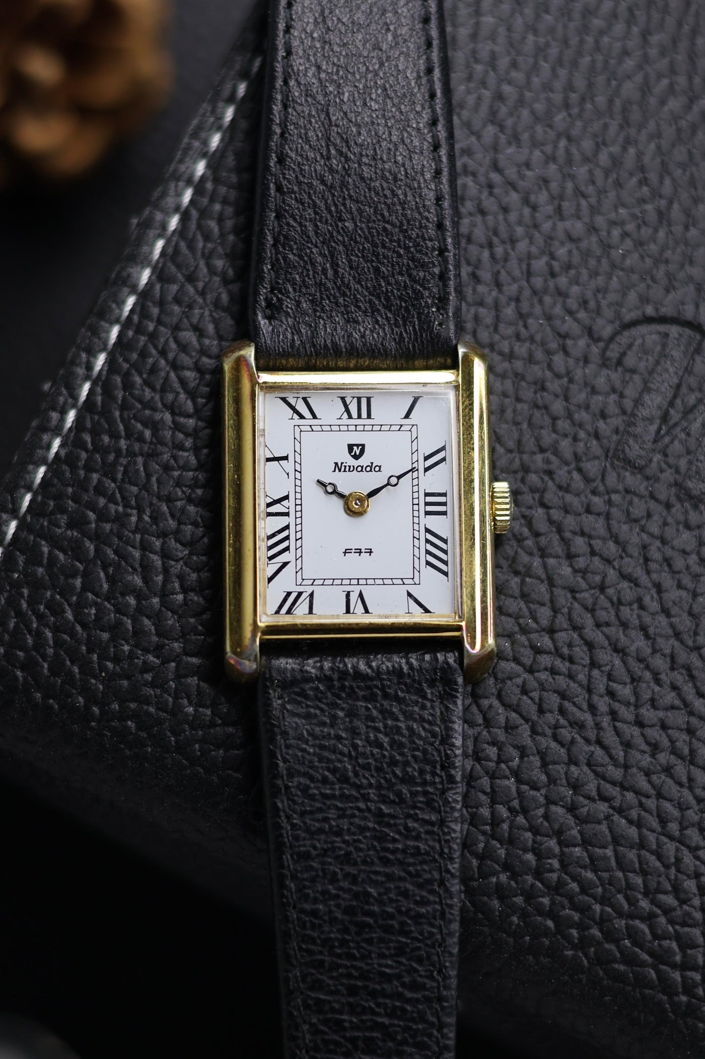 (Extremely Rare) Nivada Grenchen Mechanical Tank White Dial with Gold Plated Case - Hand-Wound Mechanical Swiss Vintage Watch (Pre Owned) - SE452
