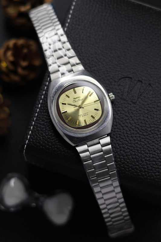 Vintage HMT Chethan Champagne TV Dial - in Original Condition - Mechanical Hand Winding Watch (Pre Owned) - A585