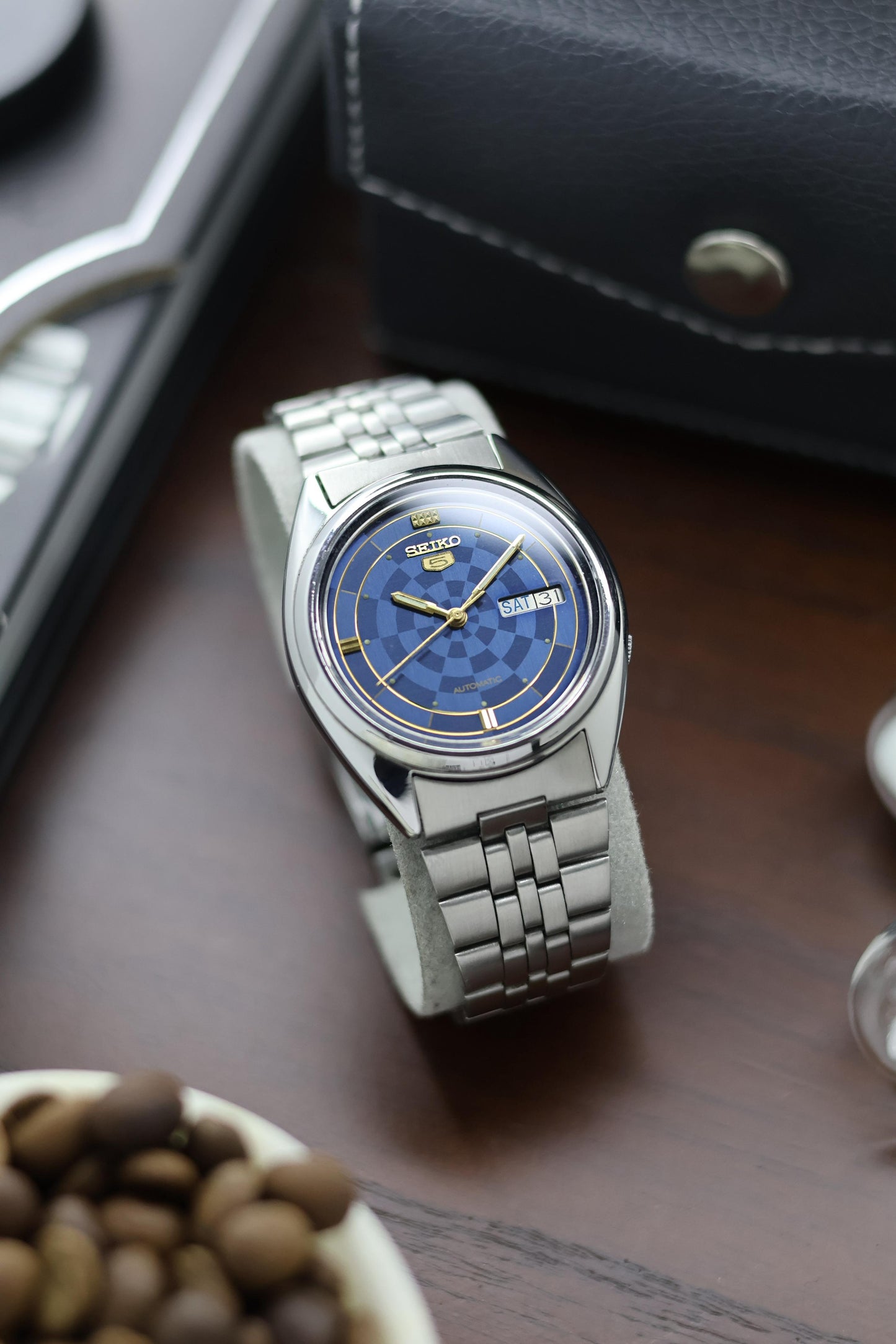 (Super Rare) 1990 Seiko 5 Blue Dartboard Dial - Automatic Vintage Watch (Pre Owned) - A168