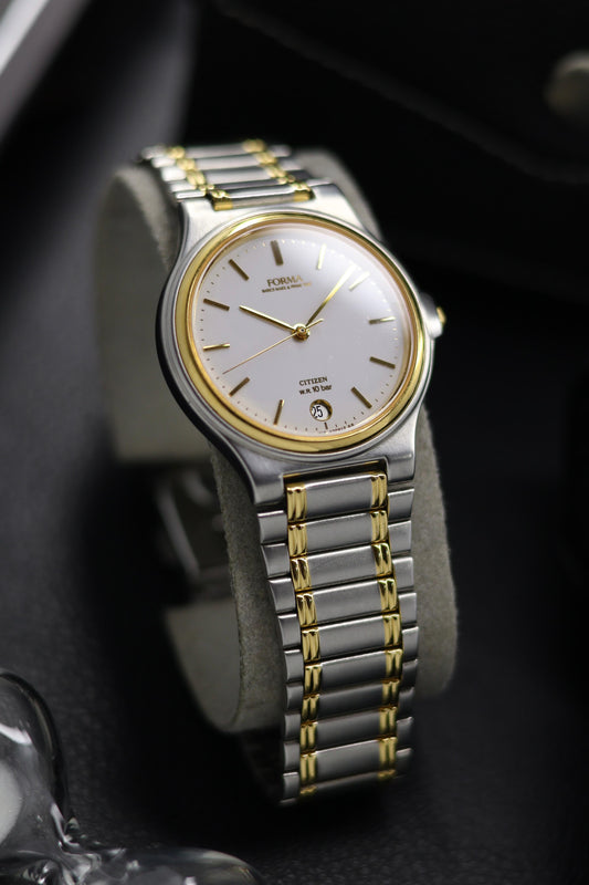 (JDM - Extremely Rare) Citizen FORMA Two-Tone White Dial - Quartz Vintage Watch (Pre Owned) - SE584