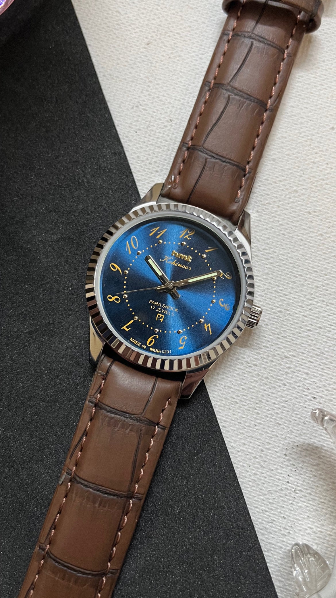 Fluted HMT Kohinoor - BLUE ‘Drunken Numbers’ Dial