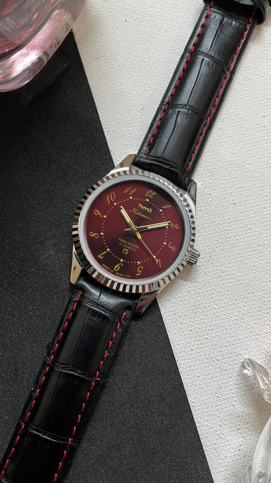 Fluted HMT Kohinoor - MAROON ‘Drunken Numbers’ Dial