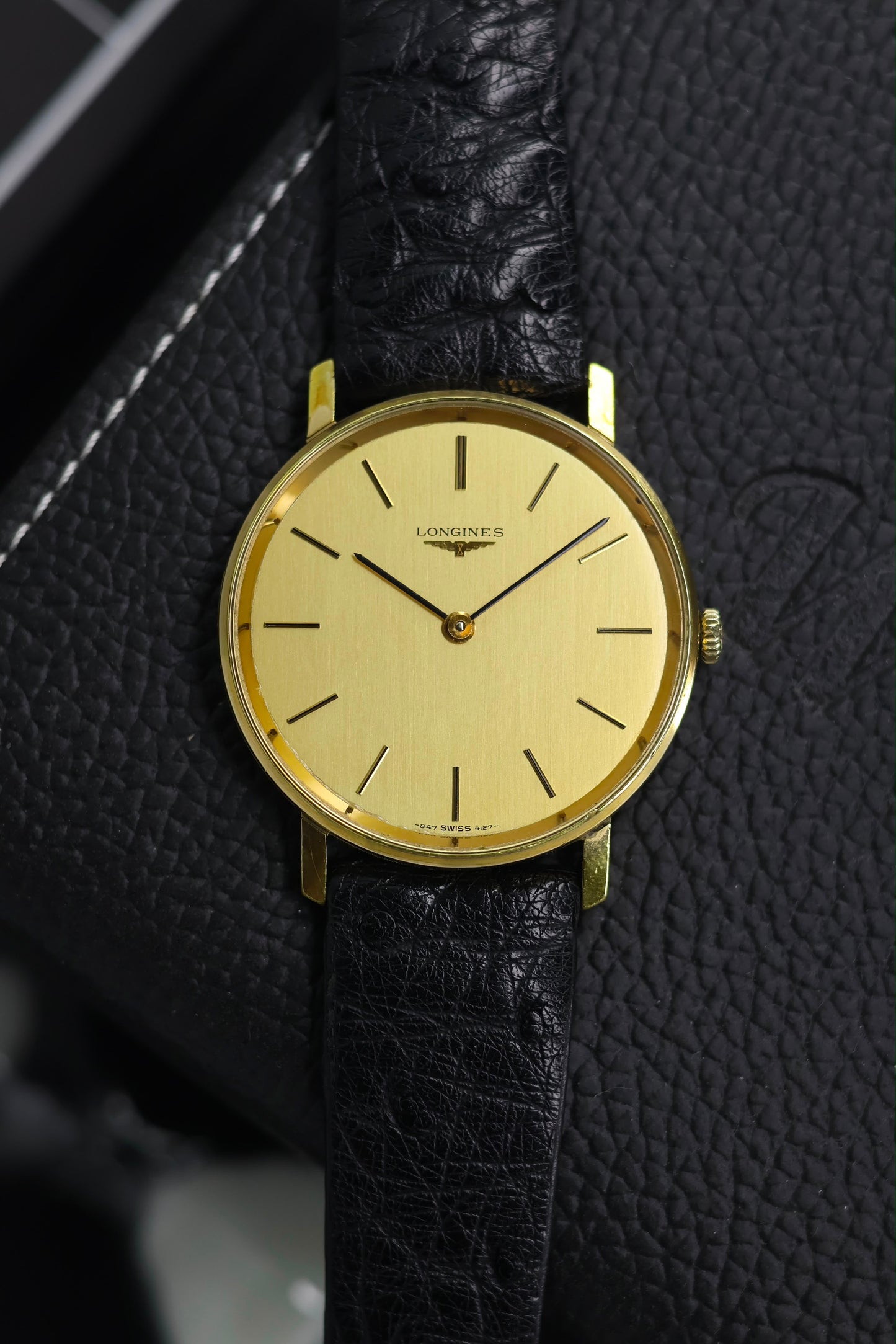 (Ultra Rare) LONGINES 4164 Brushed Champagne Dial with 18k Gold Plated Case - Swiss Mechanical Hand-Winding Vintage Watch (Pre Owned) - SE806