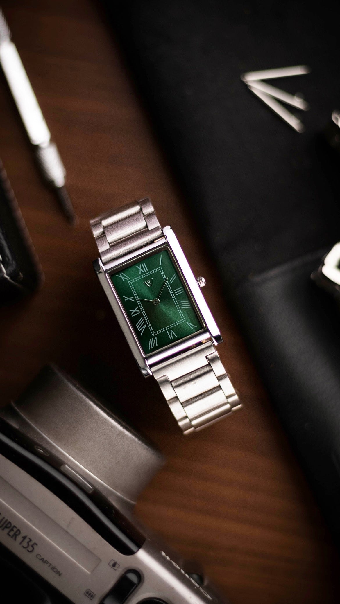 The S23 - GREEN Dial - Slim Tank Style Watch - by Watchtopia