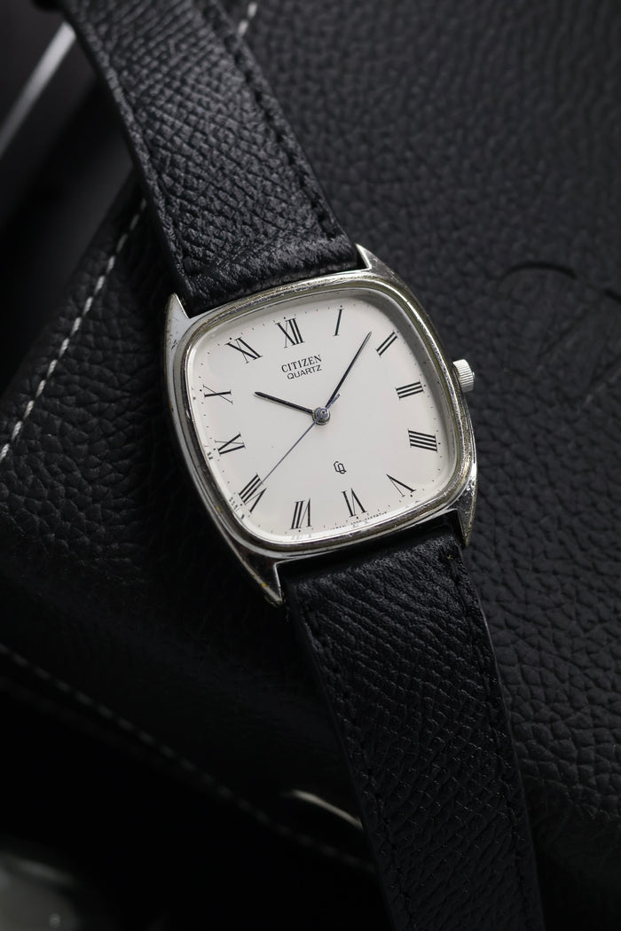(JDM - Extremely Rare) Citizen Quartz Tank White Dial with PALLADIUM Plated Case - Quartz Vintage Watch (Pre Owned) - SE672
