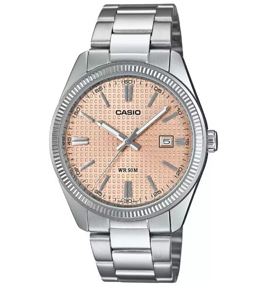 CASIO MTP-1302PE-4AVEF - A2395 - SALMON / PINK WAFFLE DIAL