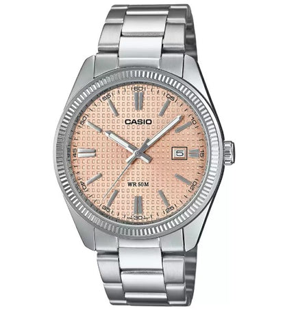 CASIO MTP-1302PE-4AVEF - A2395 - SALMON / PINK WAFFLE DIAL