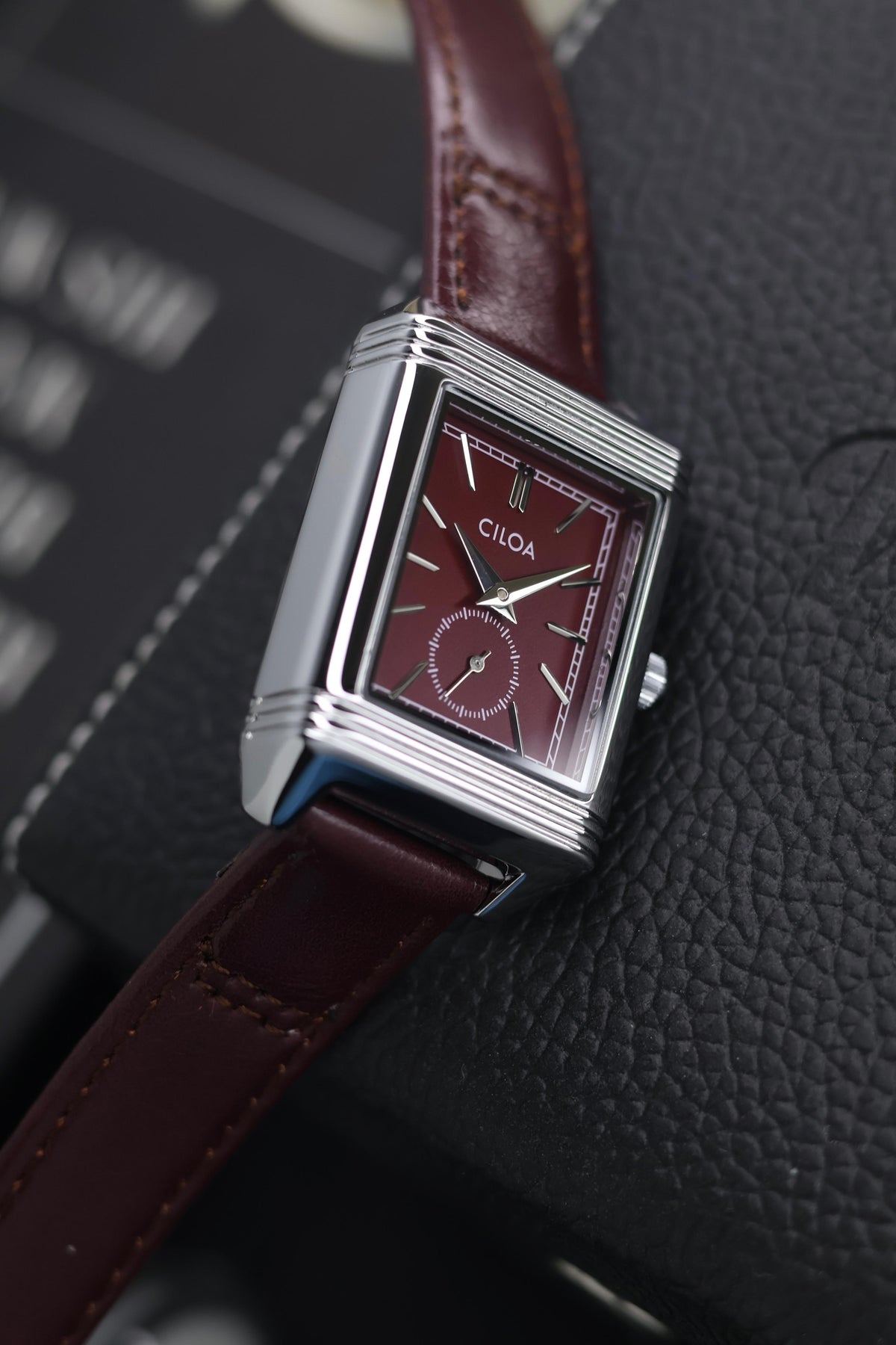 CILOA TANK Maroon Dial Watch with Small Seconds - READY TO SHIP (IMPORTED)