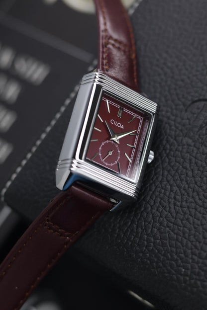 CILOA TANK Maroon Dial Watch with Small Seconds - READY TO SHIP (IMPORTED)