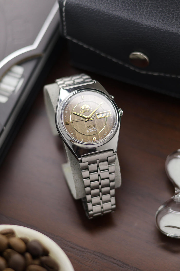 (Super Rare) Orient Tri-Star Crystal Coffee Brown Motif Dial - Automatic Vintage Watch (Pre Owned) - A300