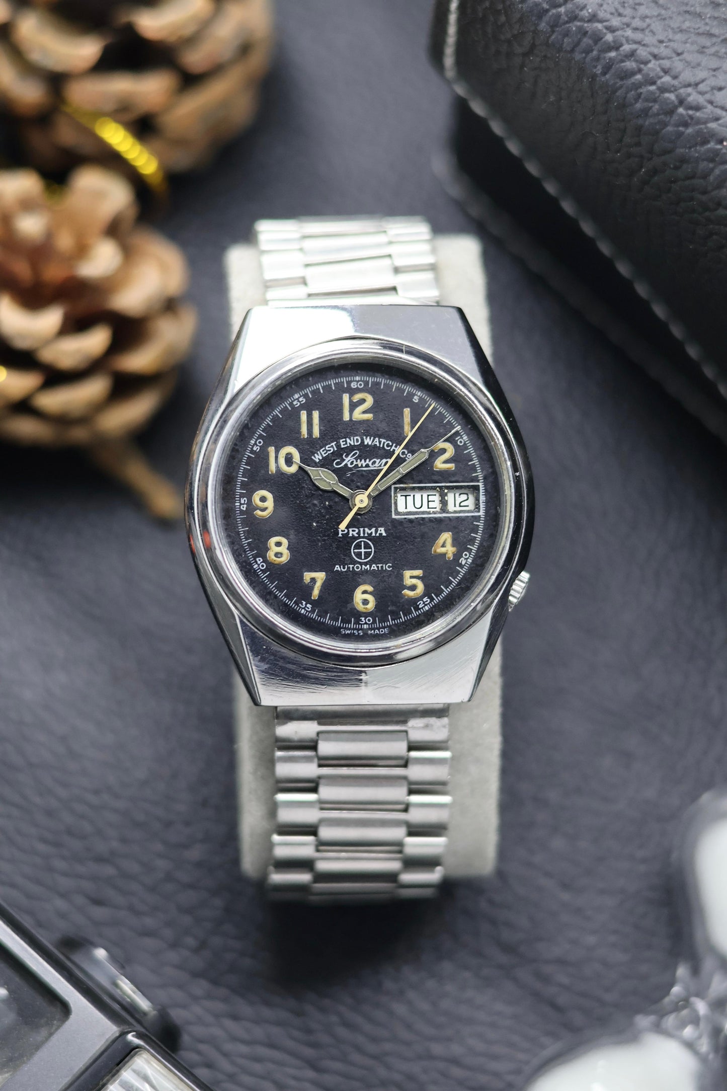 (Super Rare) West End Watch Co. SOWAR PRIMA Black Aged Dial - Automatic Swiss Vintage Watch (Pre Owned) - SE568