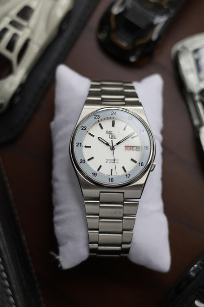 Seiko 5 Railway Time White Dial with Glass Back (Pre Owned)