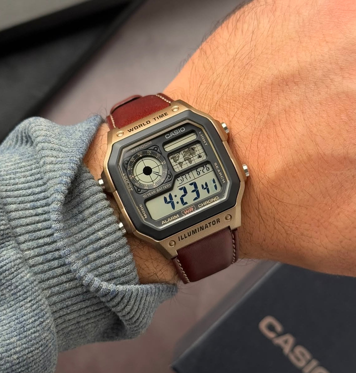 Casio Royale AE-1200WHL-5AV Digital Watch with Leather Strap | 10-Year ...