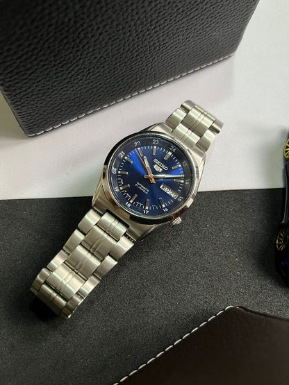 Seiko 5 - Blue Railway Time with Glass Back (Pre Owned)