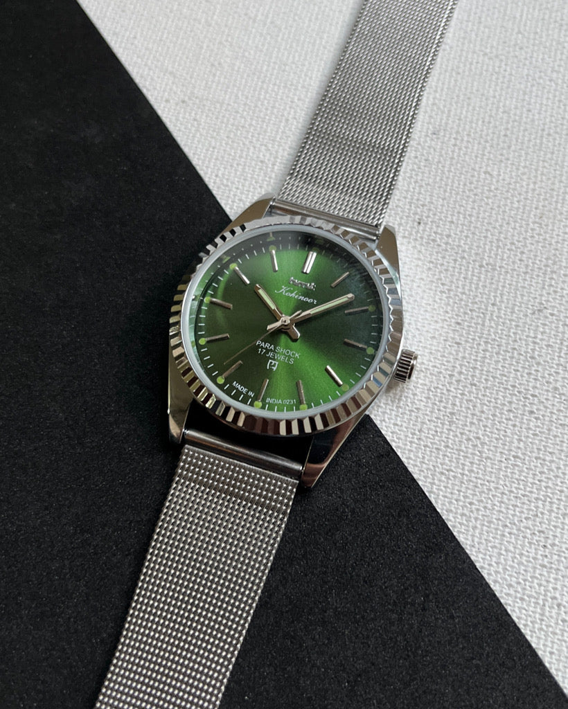 Fluted HMT Kohinoor - GREEN SUNBURST