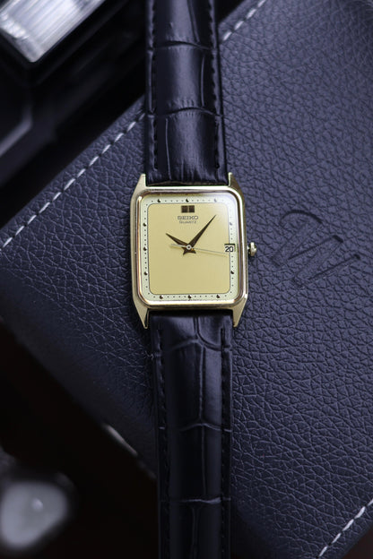 (JDM - Extremely Rare) 1996 Seiko Tank Quartz Champagne Motif Dial - Quartz Vintage Watch (Pre Owned) - SE450