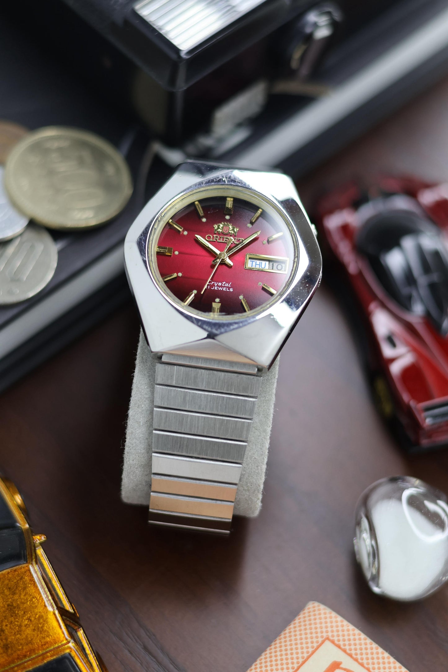 (Super Rare) Orient Tri-Star Crystal Red Dial with Hexagonal Case - Automatic Vintage Watch (Pre Owned) - A497