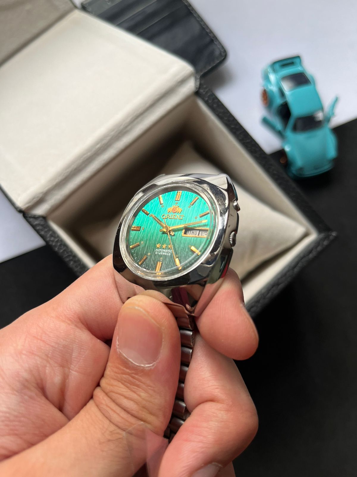 (Super Rare) Orient Tri-Star Crystal Turquoise Textured Dial (Pre Owned)