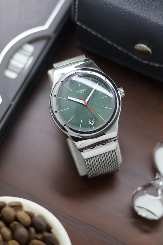 (Super Rare) Swatch Swiss Automatic Green Dial with Glass Back and Butterfly Clasp - Automatic Vintage Watch (Pre Owned) - A330