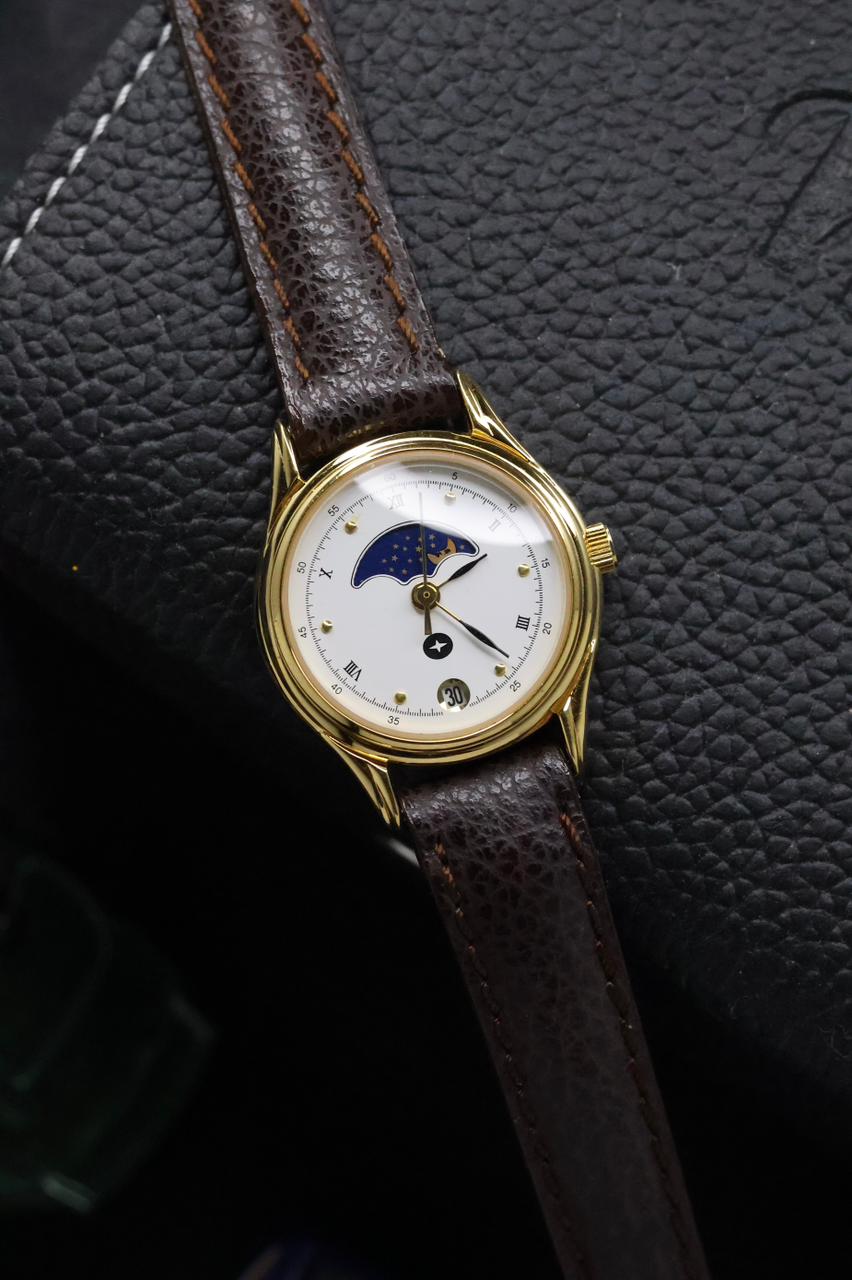 (JDM - Extremely Rare) Citibank Ladies Moonphase White Dial with 18K Gold Plated Case - Quartz Vintage Watch (Pre Owned) - SE999
