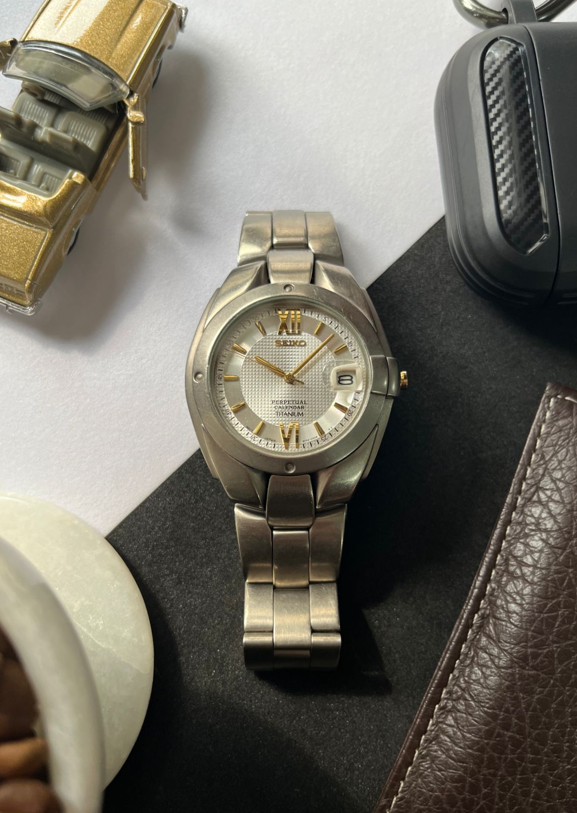 Super Rare Seiko TITANIUM Perpetual Calendar Textured Silver Dial P super-rare-seiko-titanium-perpetual-calendar-textured-silver-dial-p