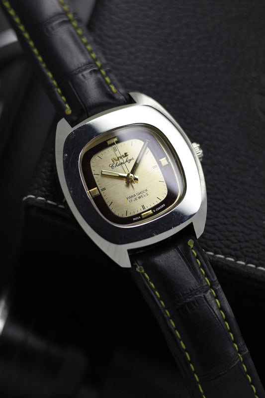 (Super Rare) Vintage HMT Chanakya Champagne TV Dial - in Original Condition - Mechanical Hand Winding Watch (Pre Owned) - SE539