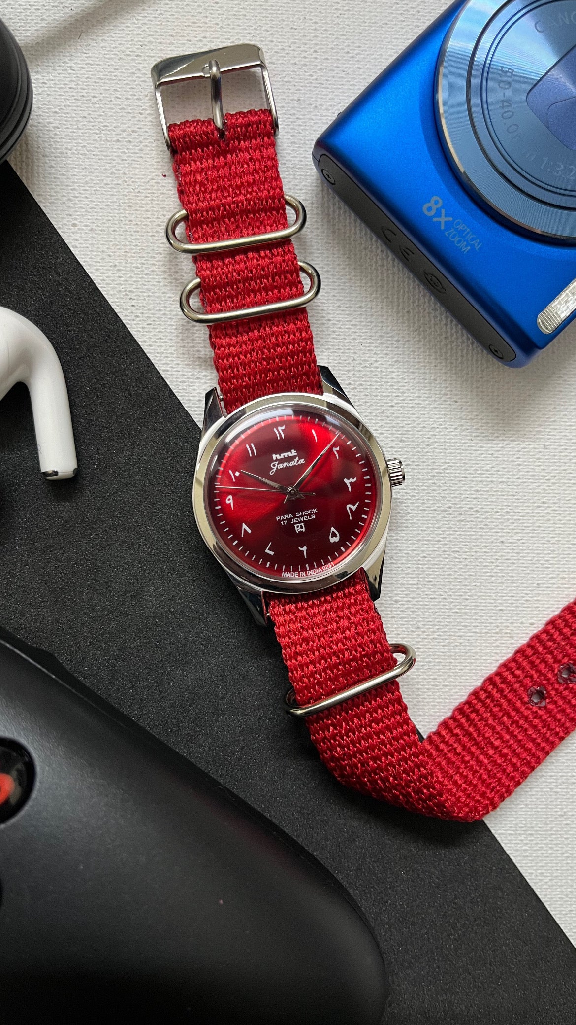 HMT Janata - SUNBURST ARABIC RED Dial